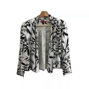 ALICE + Olivia Womens Black White Crop Leaf Tropical Print Blazer Jacket Size XS